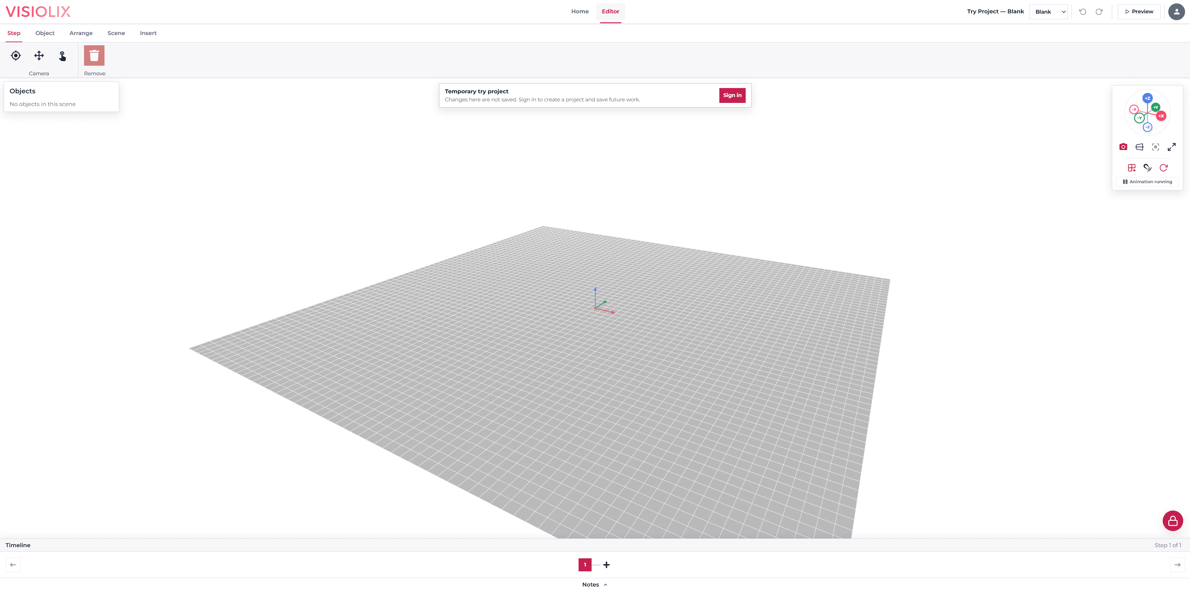 Preview of the Visiolix editor